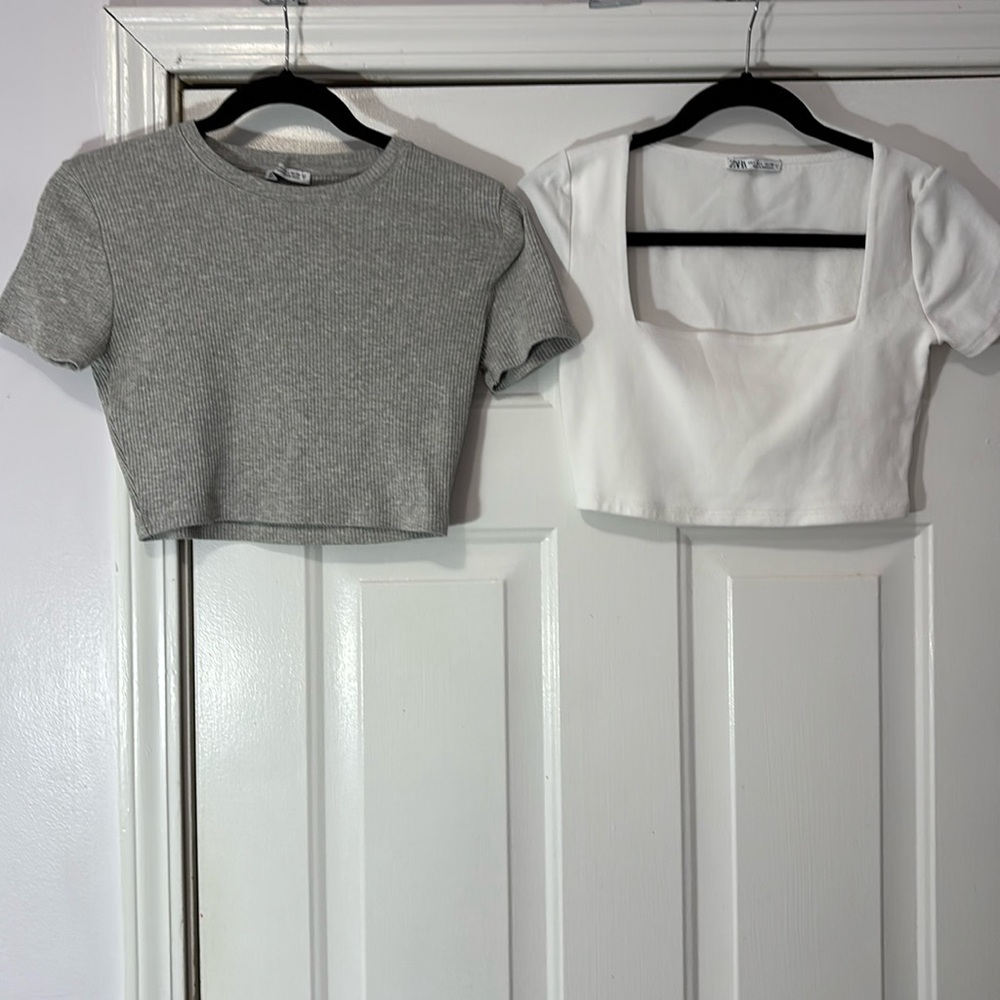 (2) Zara brand crop tops. Size Large